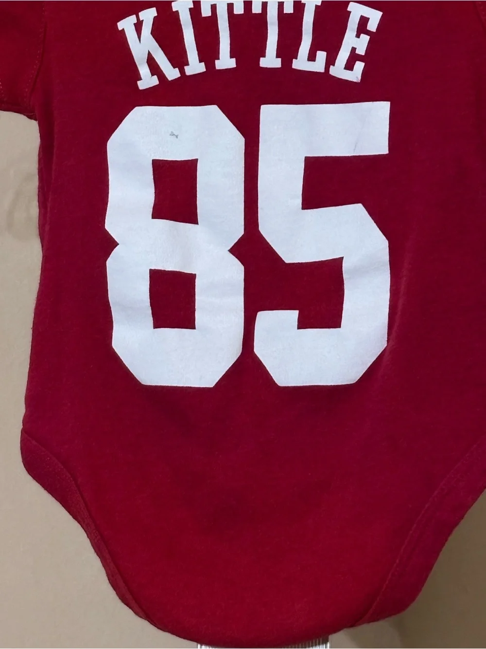 NFL San Francisco 49ers Red Baby One-Piece Bodysuit - Kittle 85 Sz 3/6 M